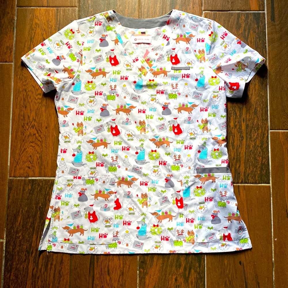 Christmas scrub top
